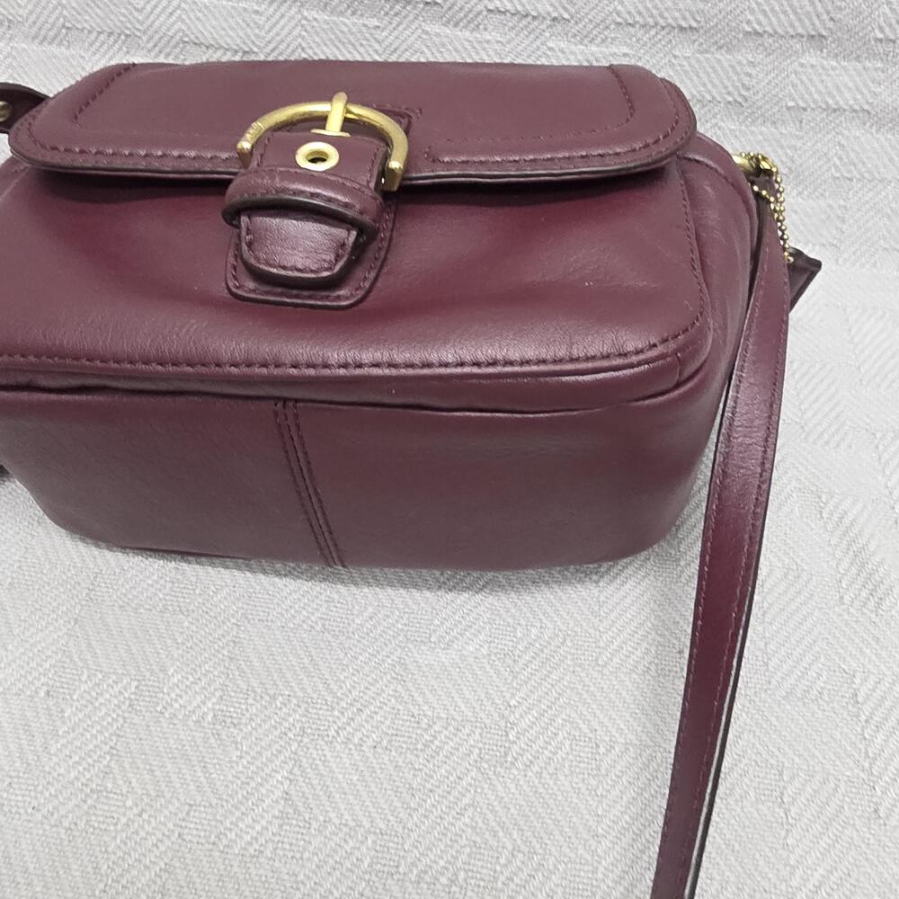 Coach Campbell Leather Camera Crossbody Bag Womens Small Burgundy Leather - Picture 6 of 16